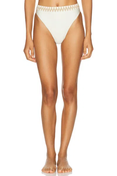 Patbo Jute Trim Bikini Bottom In Ivory