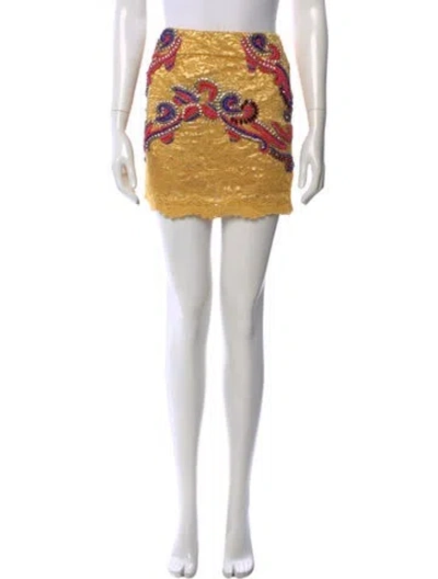 Pre-owned Patbo Lace Mini Skirt In Orange