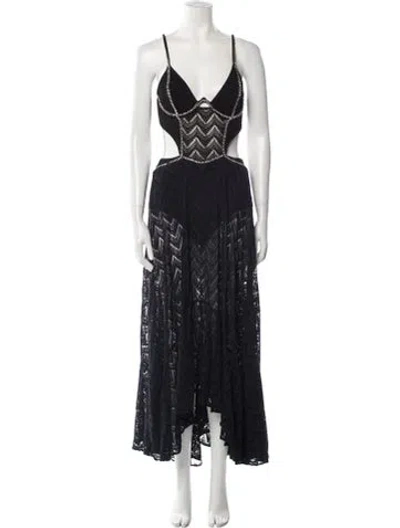 Pre-owned Patbo Lace Pattern Knee-length Dress In Black
