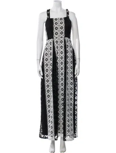Pre-owned Patbo Lace Pattern Long Dress In Black