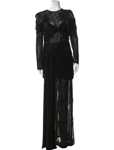 Pre-owned Patbo Lace Pattern Long Dress In Black