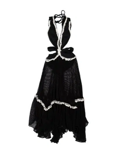 Pre-owned Patbo Lace Pattern Long Dress In Blue
