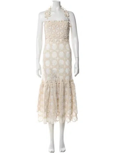 Pre-owned Patbo Lace Pattern Long Dress In Neutral
