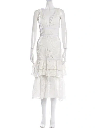 Pre-owned Patbo Lace Pattern Long Dress In Neutral