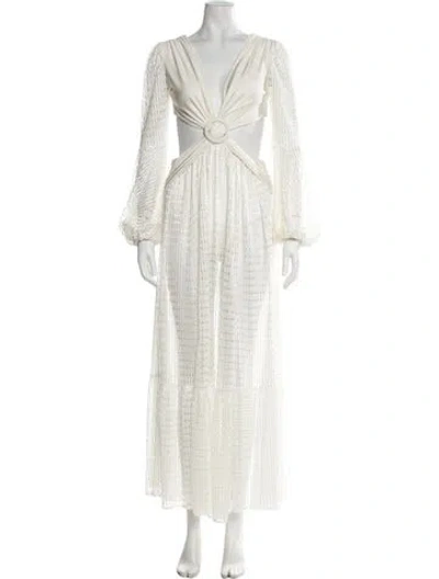 Pre-owned Patbo Lace Pattern Long Dress In Neutral