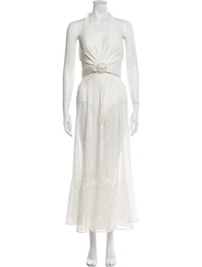 Pre-owned Patbo Lace Pattern Long Dress In Neutrals