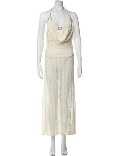 Pre-owned Patbo Lace Pattern Long Dress In Neutrals