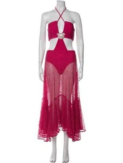 Pre-owned Patbo Lace Pattern Long Dress In Pink