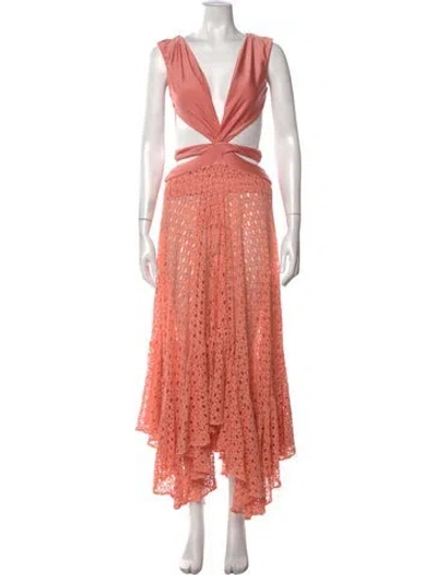 Pre-owned Patbo Lace Pattern Long Dress In Pink