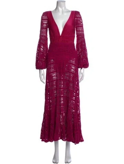 Pre-owned Patbo Lace Pattern Long Dress In Purple