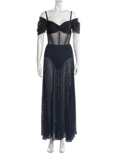 Pre-owned Patbo Lace Pattern Long Dress W/ Tags In Blue