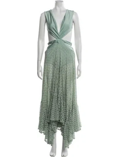 Pre-owned Patbo Lace Pattern Long Dress W/ Tags In Green