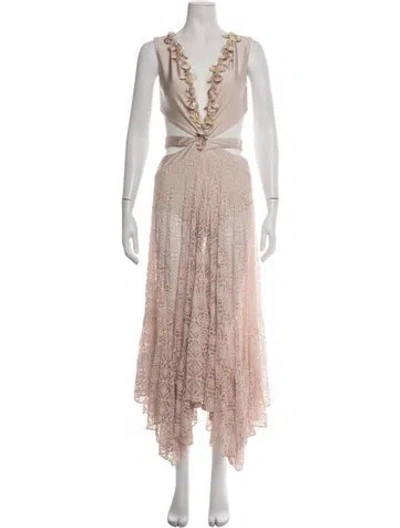 Pre-owned Patbo Lace Pattern Long Dress W/ Tags In Neutrals