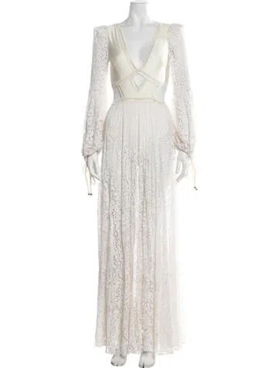 Pre-owned Patbo Lace Pattern Long Dress W/ Tags In Neutrals