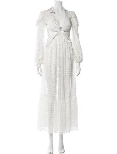 Pre-owned Patbo Lace Pattern Long Dress In White