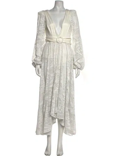 Pre-owned Patbo Lace Pattern Long Dress In White