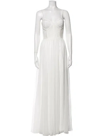 Pre-owned Patbo Lace Pattern Long Dress In White