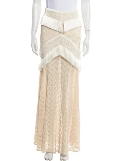 Pre-owned Patbo Lace Pattern Long Skirt In Neutral
