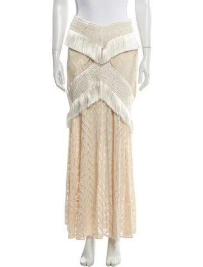 Pre-owned Patbo Lace Pattern Long Skirt In Neutral