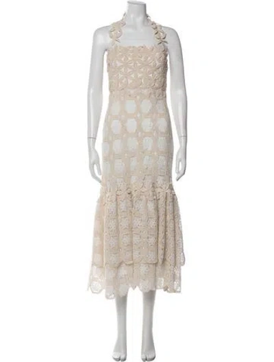 Pre-owned Patbo Lace Pattern Midi Length Dress In Neutral