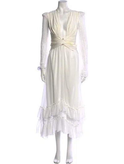 Pre-owned Patbo Lace Pattern Midi Length Dress In Neutrals