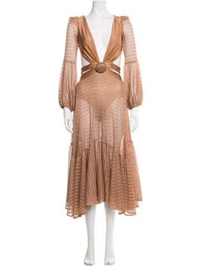 Pre-owned Patbo Lace Pattern Midi Length Dress In Neutrals