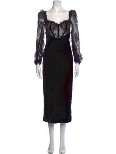 Pre-owned Patbo Lace Pattern Midi Length Dress W/ Tags In Black