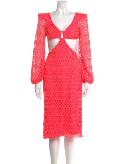 Pre-owned Patbo Lace Pattern Midi Length Dress W/ Tags In Pink