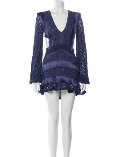 Pre-owned Patbo Lace Pattern Mini Dress In Blue