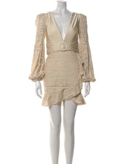 Pre-owned Patbo Lace Pattern Mini Dress In Neutral