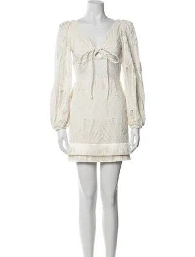 Pre-owned Patbo Lace Pattern Mini Dress In Neutral