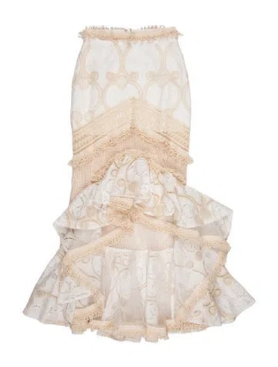 Pre-owned Patbo Lace Pattern Mini Dress In Neutrals