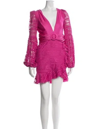 Pre-owned Patbo Lace Pattern Mini Dress In Pink