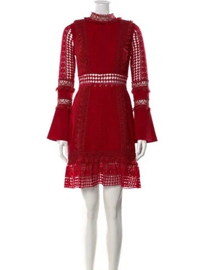 Pre-owned Patbo Lace Pattern Mini Dress In Red