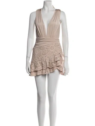 Pre-owned Patbo Lace Pattern Mini Dress W/ Tags In Neutrals