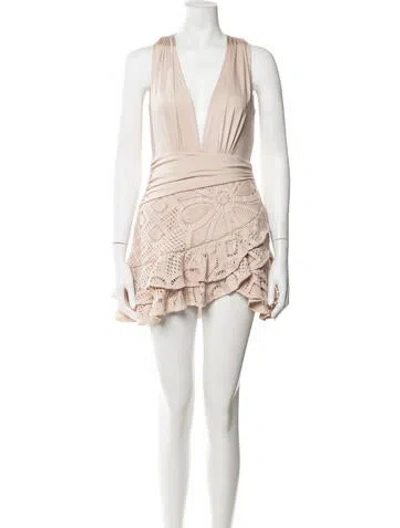 Pre-owned Patbo Lace Pattern Mini Dress W/ Tags In Neutrals