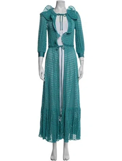 Pre-owned Patbo Lace Pattern Tassel Accents Robe In Blue