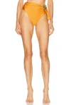 Patbo Lagoa Lycra Belt High Waist Bikini Bottom In Orange