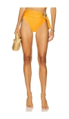 Patbo Lagoa Lycra Belt High Waist Bikini Bottom In Orange