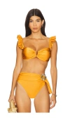 Patbo Lagoa Lycra Flutter Bikini Top In Gold