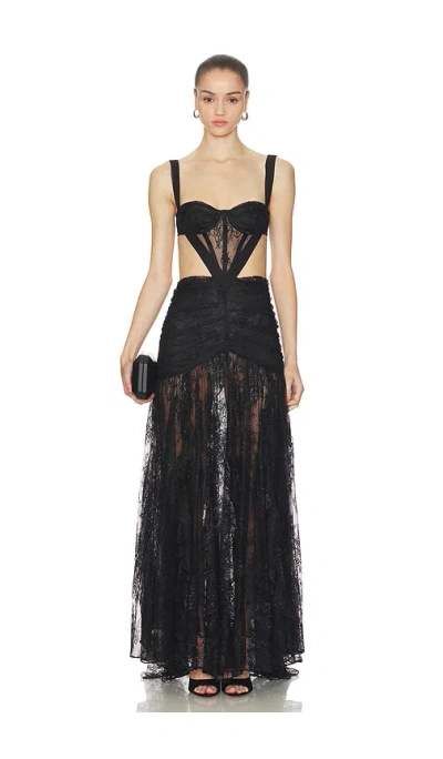 Patbo Laila Lace Cut Out Gown In Black