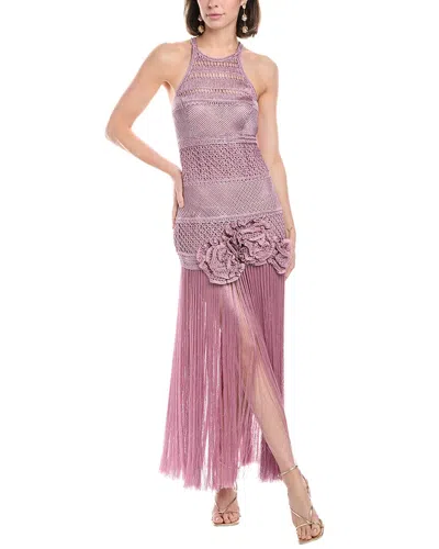 PATBO PATBO LATTICE WORK FRINGE MAXI DRESS