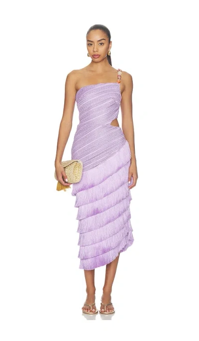 Patbo Lila Fringe Cut Out Midi Dress In Purple
