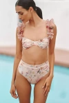 Patbo Lily Floral Print High Rise Bikini Bottom In Orange