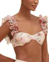 Patbo Viera Flutter Sleeve Bikini Top White In Orange