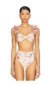 Patbo Lily Flower Flutter Sleeve Bikini Top