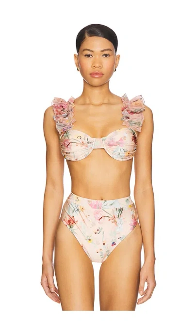 PATBO LILY FLOWER FLUTTER SLEEVE BIKINI TOP