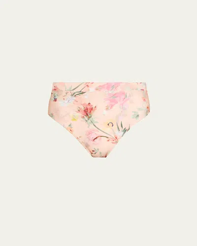 Patbo Lily Flower High-waist Bikini Bottoms In Pink