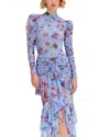 Patbo Lily Flower Mesh Top In Blue