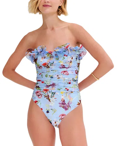 Patbo Lily Flower One Piece Swimsuit In Blue